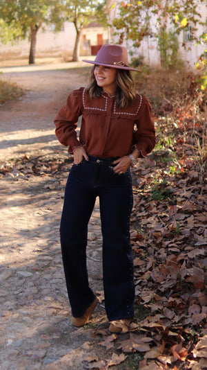 Calças de ganga com tachas