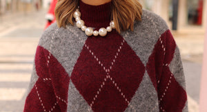 Vestido de punto con estampado de diamantes